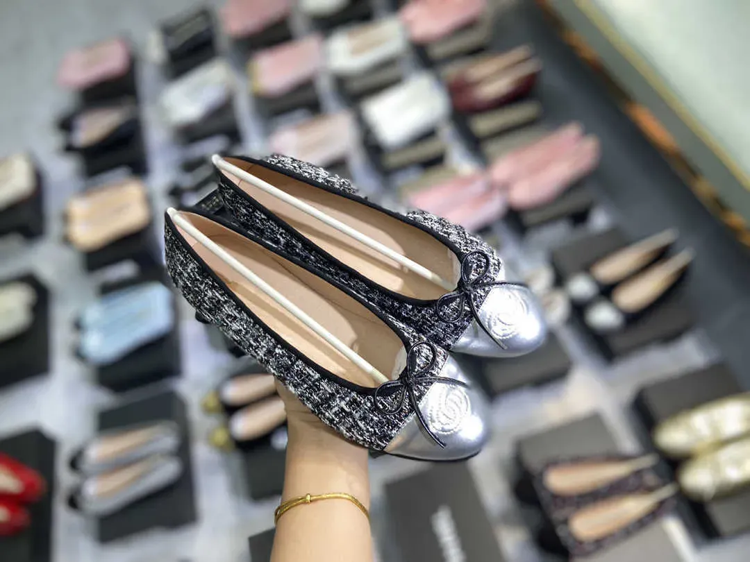 Wholesale Designer Dress Loafers Tweed Leather Ballet Flats  display picture 1