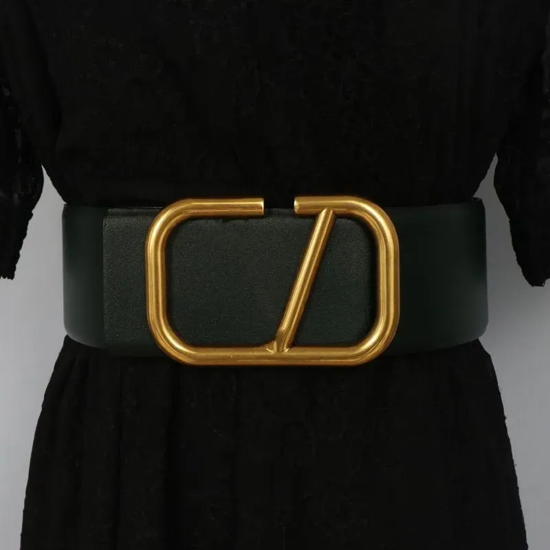 Luxury Designer Belt womens belt Fashion belts woman 7CM wide Black leather Metal buckle beautiful 7colo Optiona 90-125cm With box Wholesale customization