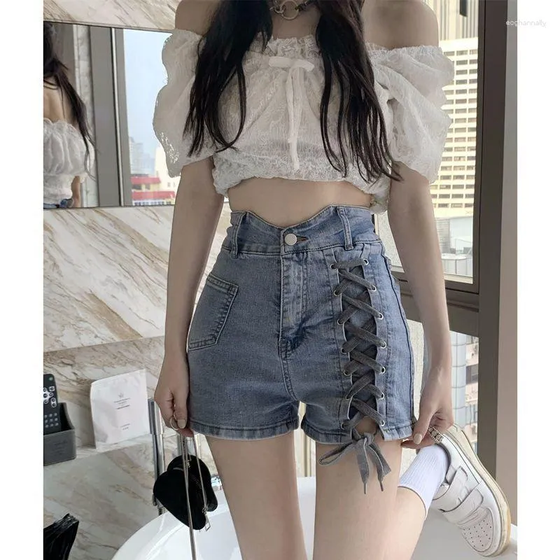 Women's Jeans Denim Shorts Jean High Waist Strap Womens Woman Clothes Y2k Fashion Cute Pants Clothing 2023 Trend Short Summer Korean