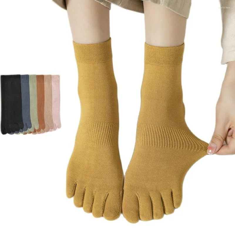 Damensocken, 2 Paar, hochwertige gekämmte Baumwolle, Zehen, atmungsaktiv, Schweißabsorption, Fünf-Finger-Mädchen, kurz, Meias, EUR 35–46