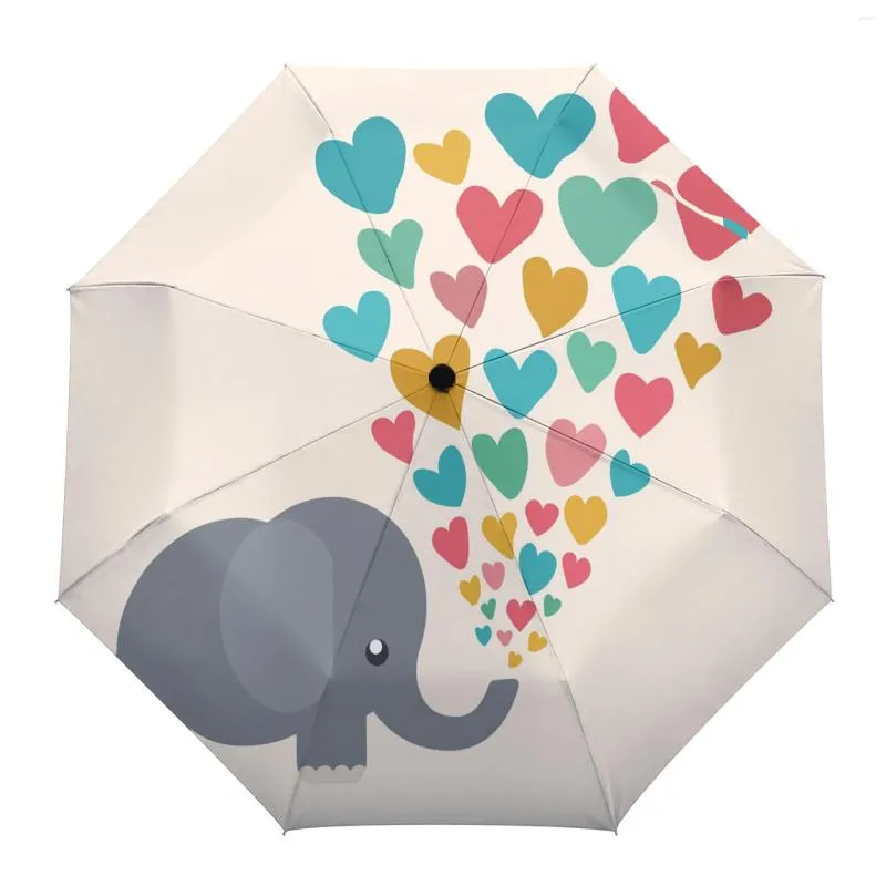 Umbrellas Valentine'S Day Elephant Love Outdoor Windproof Rain Umbrella Fully Automatic Eight Strands Men Women Large Parasol