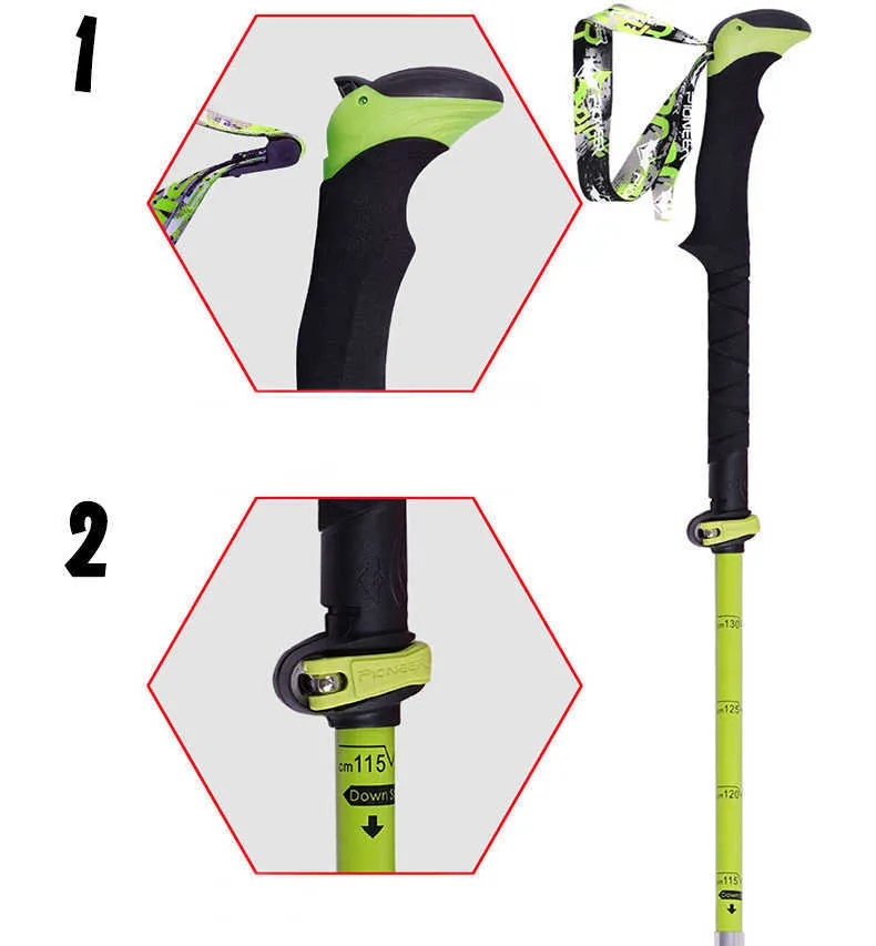 Pioneer Carbon Fiber Brasher Trekker Walking Pole Ultralight Folding Sticks For Outdoor