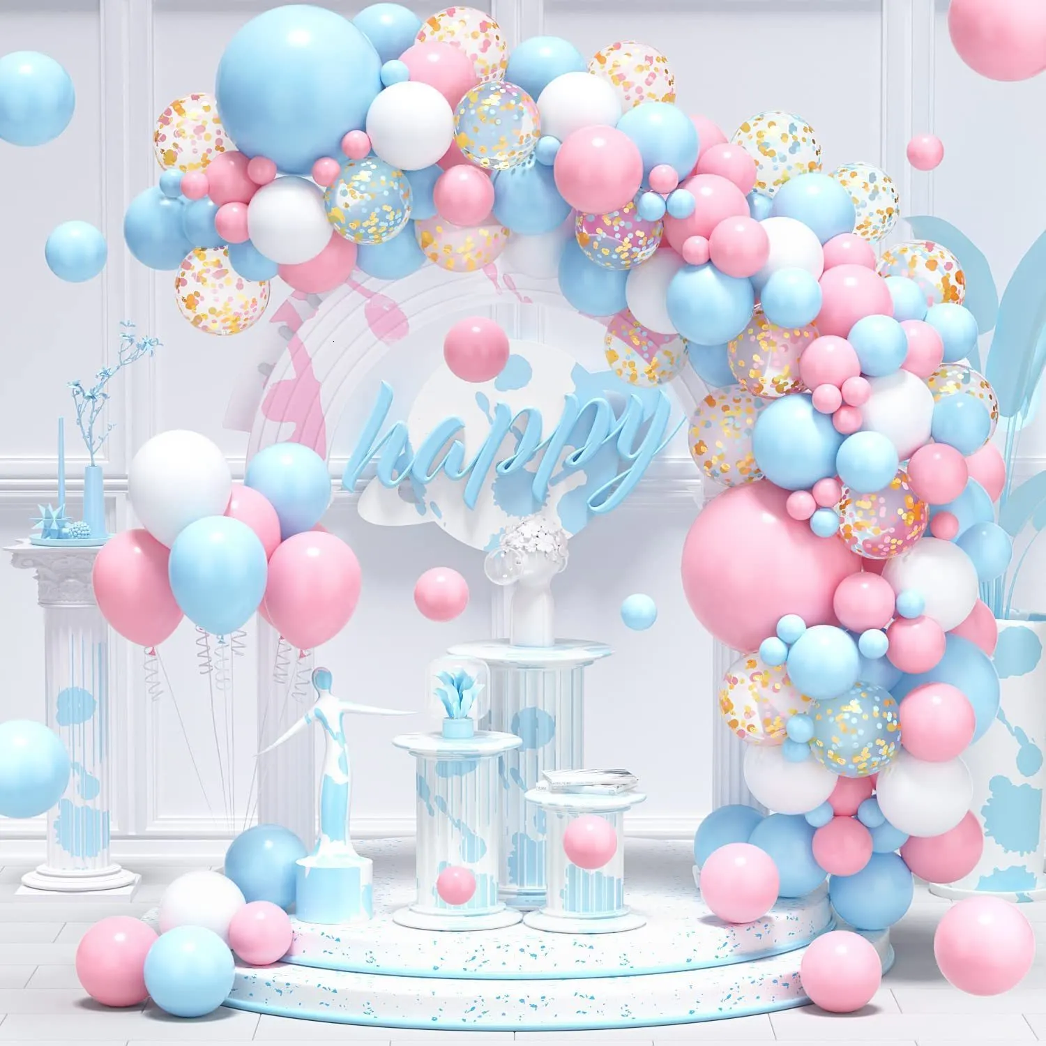 Inne imprezy imprezowe produkty pastelowe różowe niebieskie balony łuk girland zestaw chłopców dziewczęta płeć Odpowiedź baby shower balon dekoracje urodzinowe dekoracje globos 230804