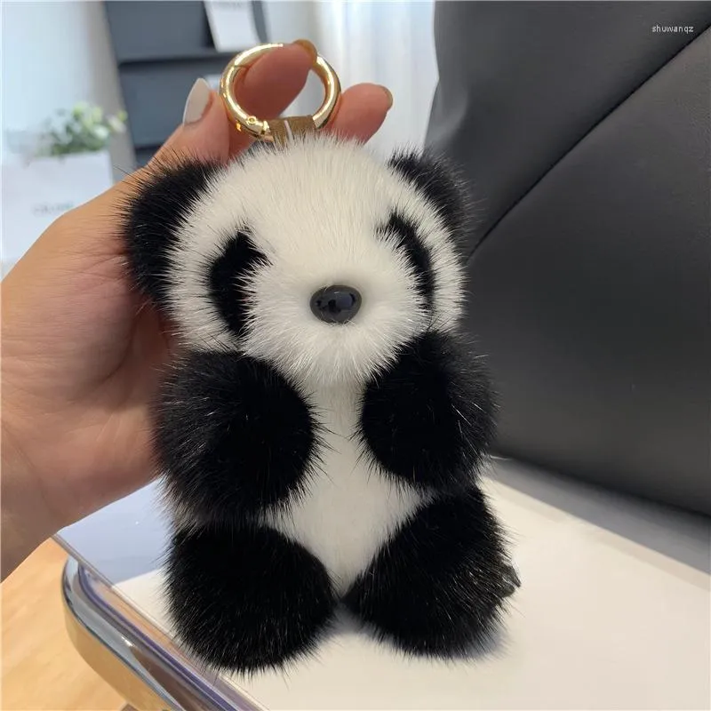 Keychains kinesiska söta panda hänge nyckelring söt y2k mjuk plysch djurnyckel kedjor nyckelring för kvinnor unisex presentväska bilsmycken