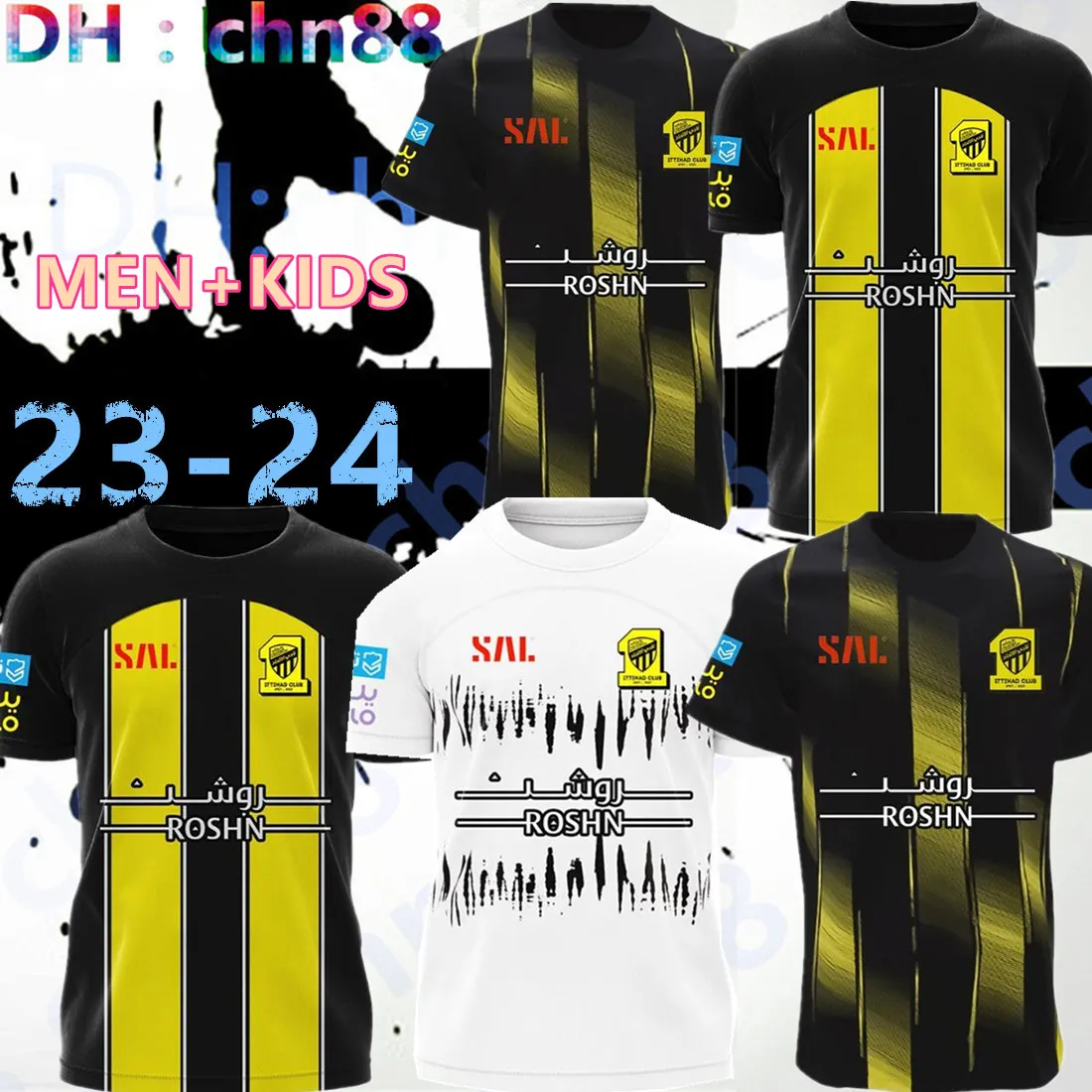 2023 2024 Benzema Kante Jota ittihad Soccer Jerseys Fans Player الإصدار 23 24 Hamdallah Romarinho Camara Coronado Hegazy Al-ittihad Football Shirt Men Kids Kids