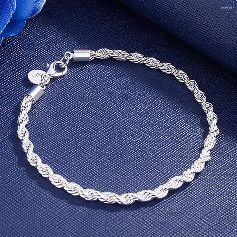 Lien Bracelets Bijoux De Mode 925 Couleur Argent Classique Corde Torsadée Chaîne Pour Femmes Hommes Fête De Mariage Cadeaux De Noël