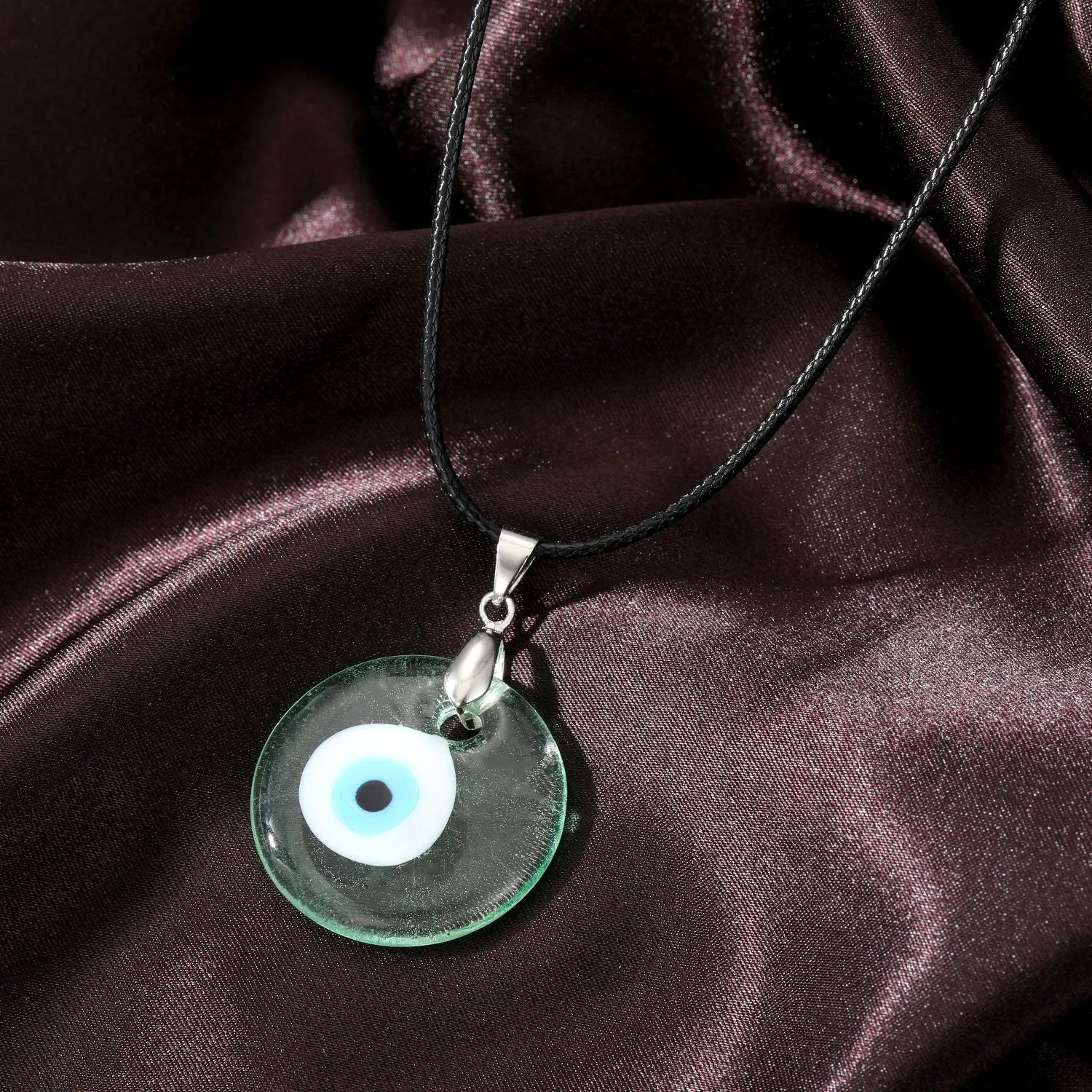 Fashion Blue Glass Devil`s Eye Pendant Necklace Men Women Round Turkish Blue Evil Eye Sweater Chain Necklaces Jewelry Gift