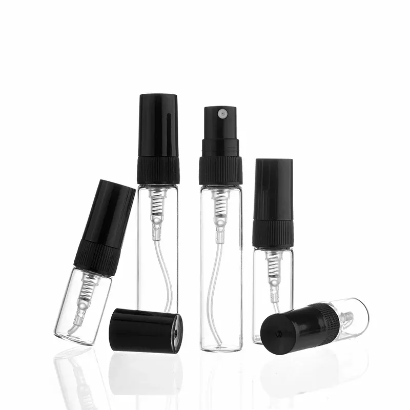 2ML 3ML 5ML 10ML Black Clear Portable Mini Perfume Glass Bottle Empty Cosmetics Bottles Sample Thin Glass Vials