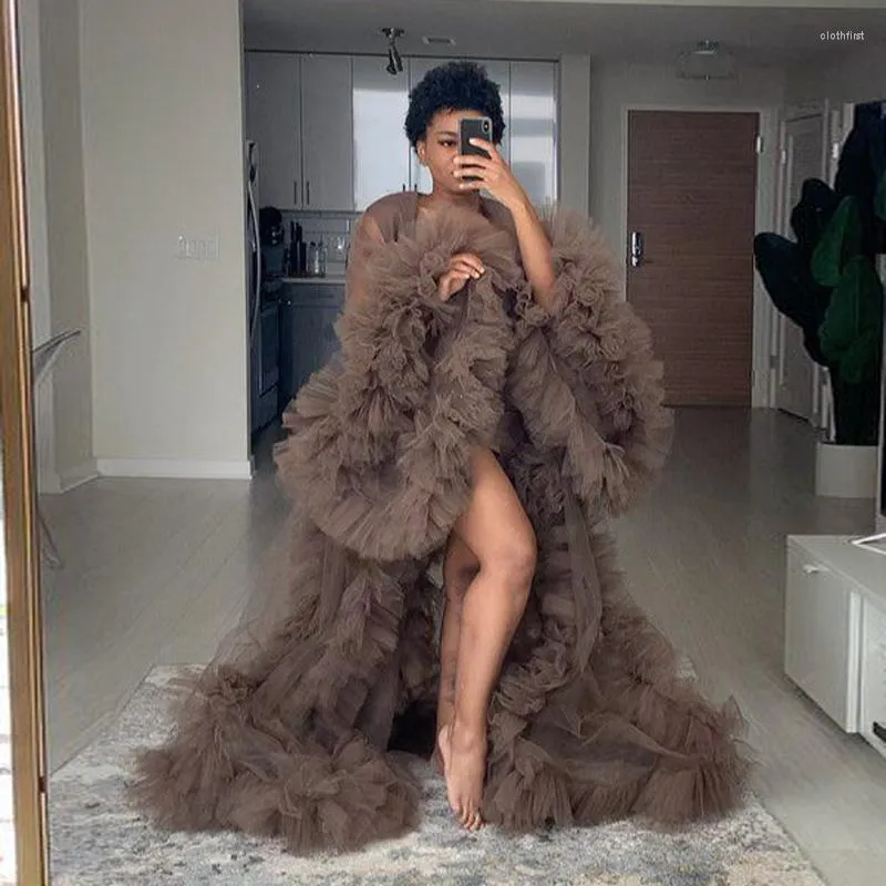 Casual High Quality Custom Made Tulle Big Fluffy Robe Dress With