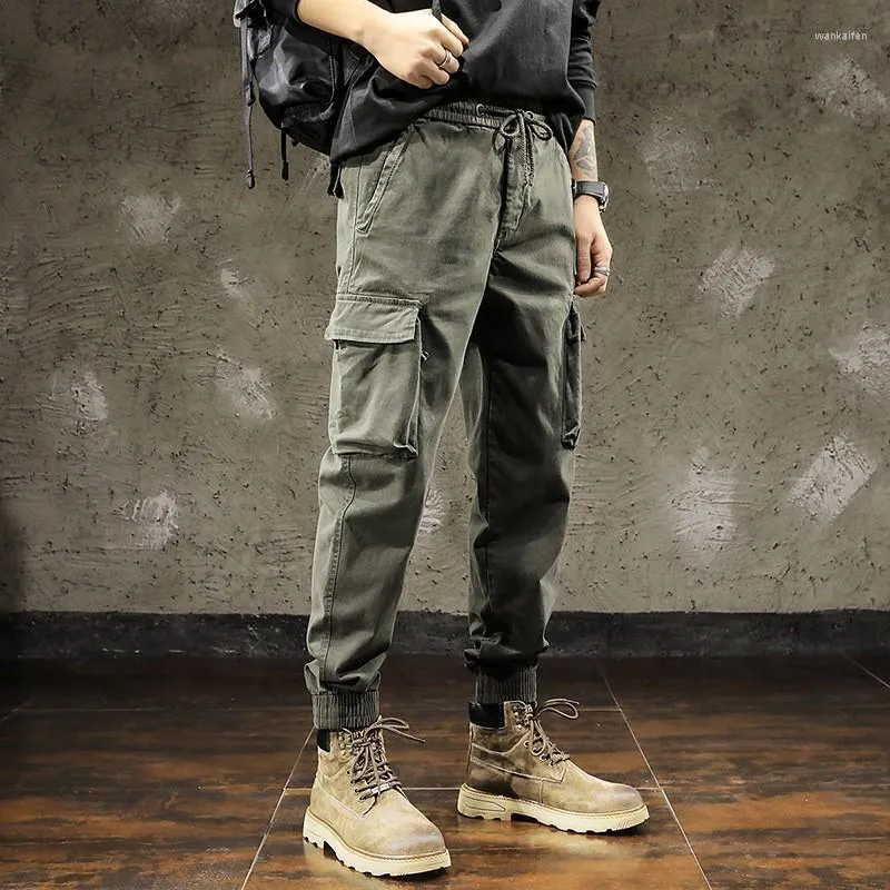 Męskie spodnie armia zielona kombinezon letnia cienka moda marka luźna pu shuai 2023 Wojskowy styl swobodny jogger mężczyźni
