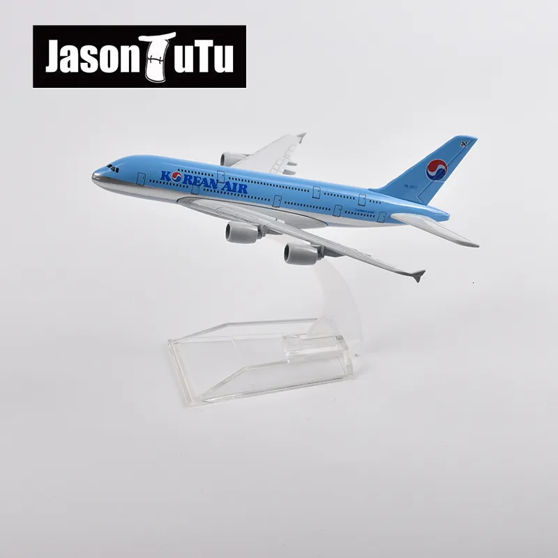 Flugzeugmodell JASON TUTU 16 cm Korean Air Airbus 380 Flugzeugmodell Flugzeug Modellflugzeug Druckguss Metall Maßstab 1:400 Planes Drop 230803