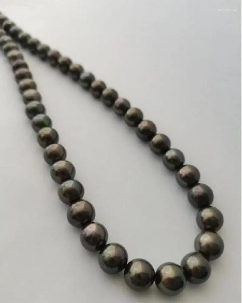 Chaînes 10-11mm véritable collier de perles de mer du sud noir naturel 14k or bijoux fins Real Po