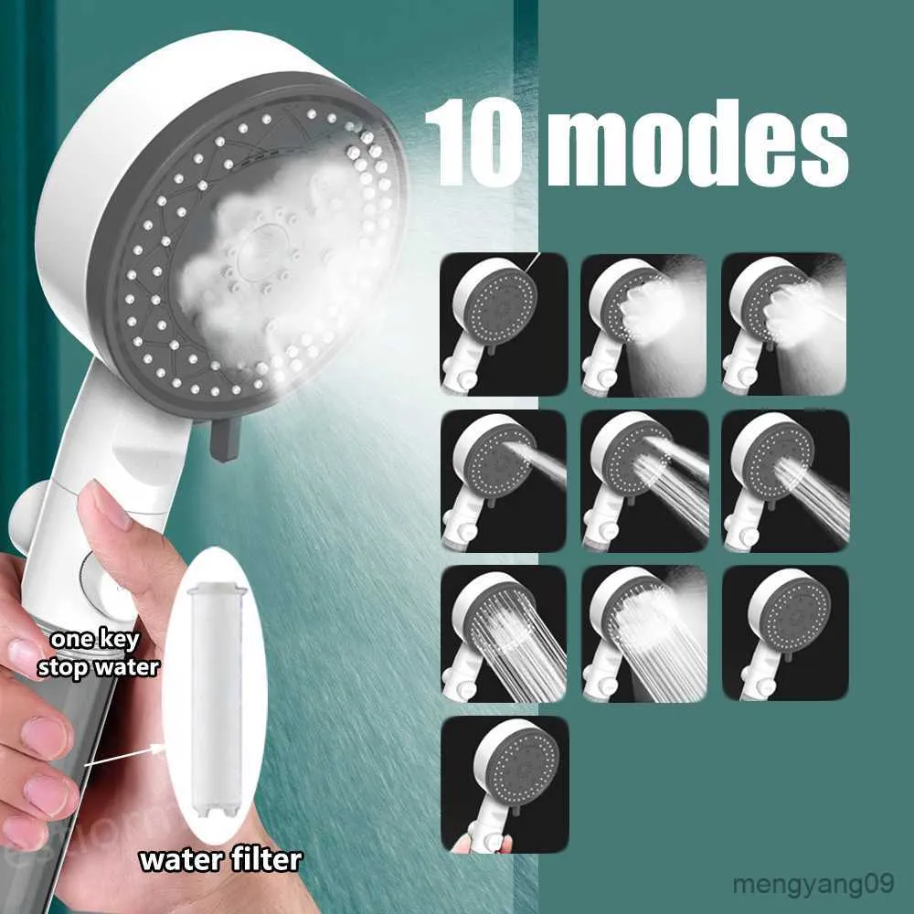 Głowice prysznicowe w łazience Tryby filtra pod wysokim ciśnieniem Prysznic Klucz Stop Water Bazglay Handheld Shower Head Mocny prysznic z zestawem węża R230804