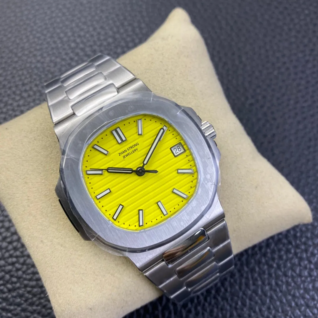 Designer de mode Yellow Face Mens Montres 40mm Automatique Mécanique Argent Complet Bracelet en Acier Inoxydable Montre-Bracelet pour Homme Étanche Sport Homme Montres-Bracelets montre