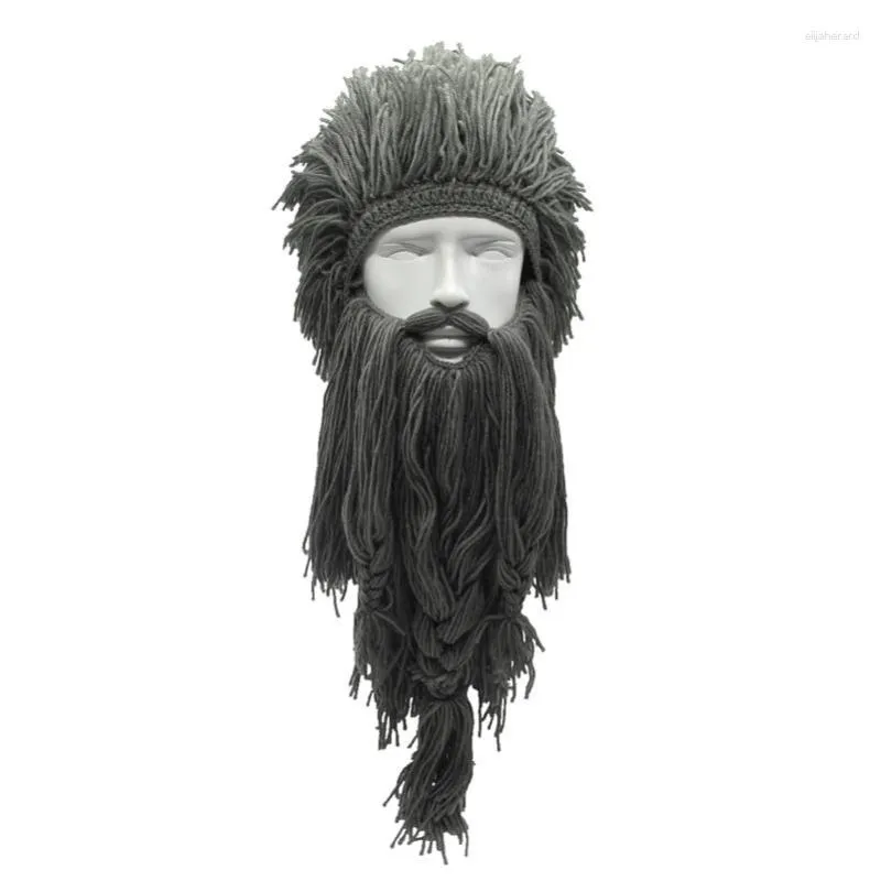 Berets Unisex Crazy Wig Long Beard Личность Бобов викинги шляпы ручной работы зимний косплей подарки смешные на рождественские костюмы на Хэллоуин