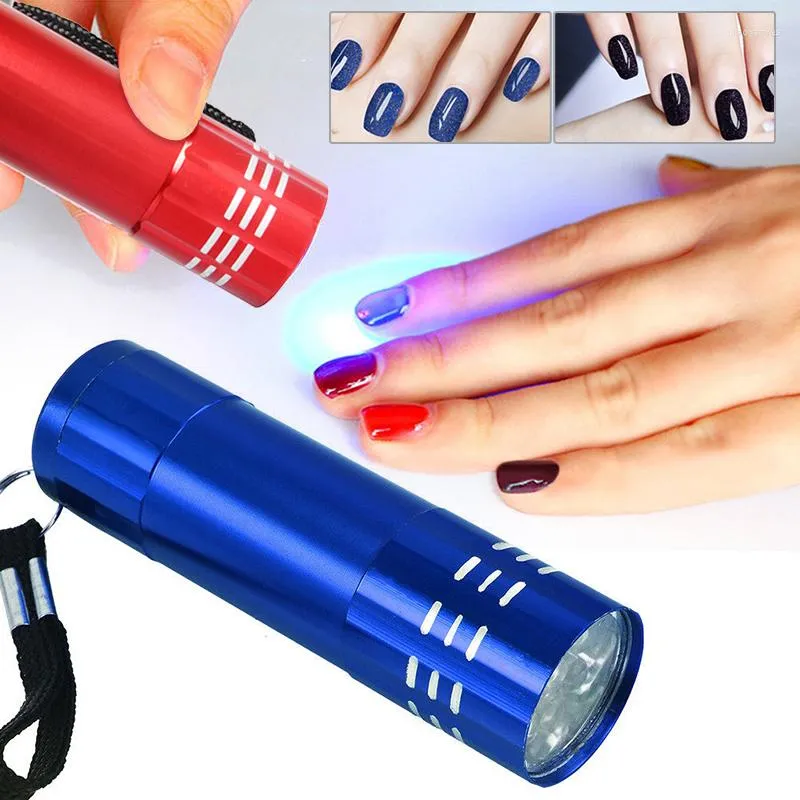 Lampes de poche torches sèche-ongles Art outil UV Gel vernis manucure Mini Portable 9 LED éclairage bricolage Salon 4 couleurs Machine