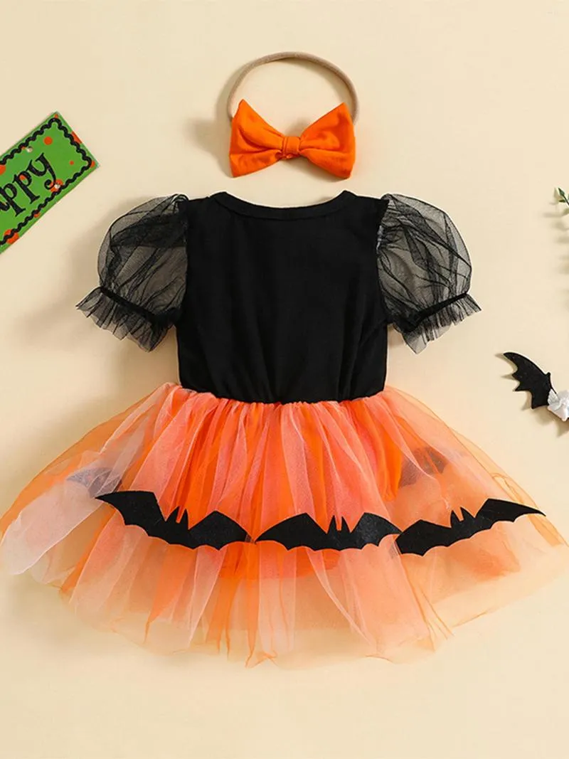 Vestidos para meninas Halloween Criança Bebê Menino Fantasmas Manto Abóbora Tule Vestido De Malha Vampiro Bruxa Festa Fantasia Cosplay Roupa