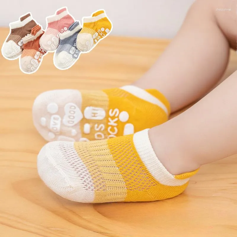 Women Socks 5 Pairs/lot Anti-slip Non Skid Ankle Baby With Rubber Grips Cotton Children Low-Cut Sock For Boy Girl Toddler Floor