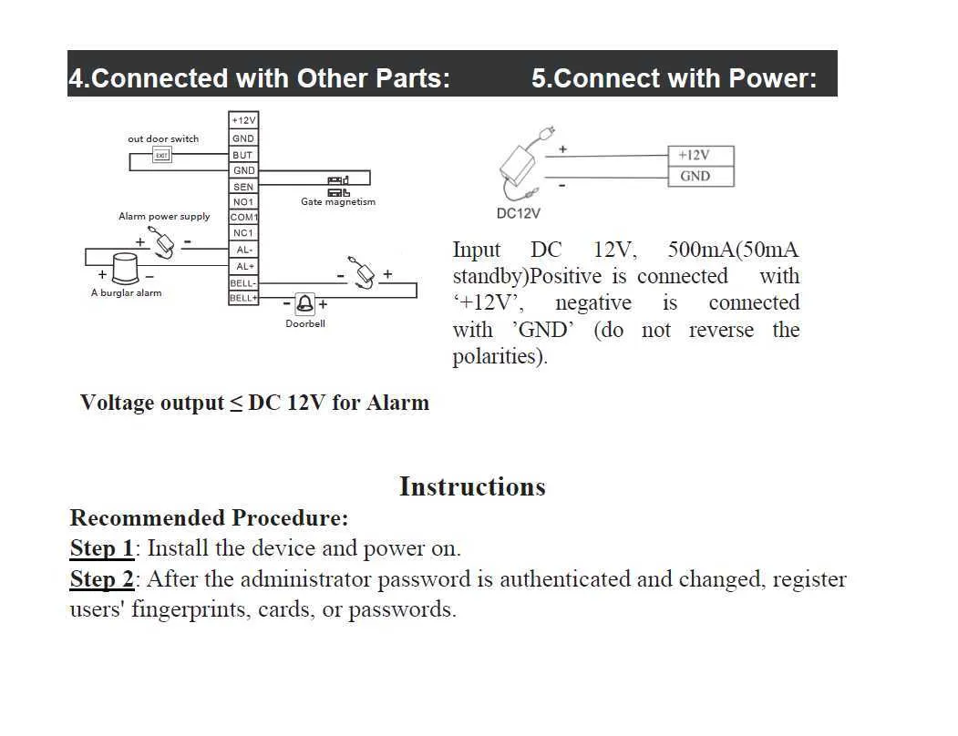 Biometric Fingerprint Access Control H0201 Machine With RFID Code System For Door Lock