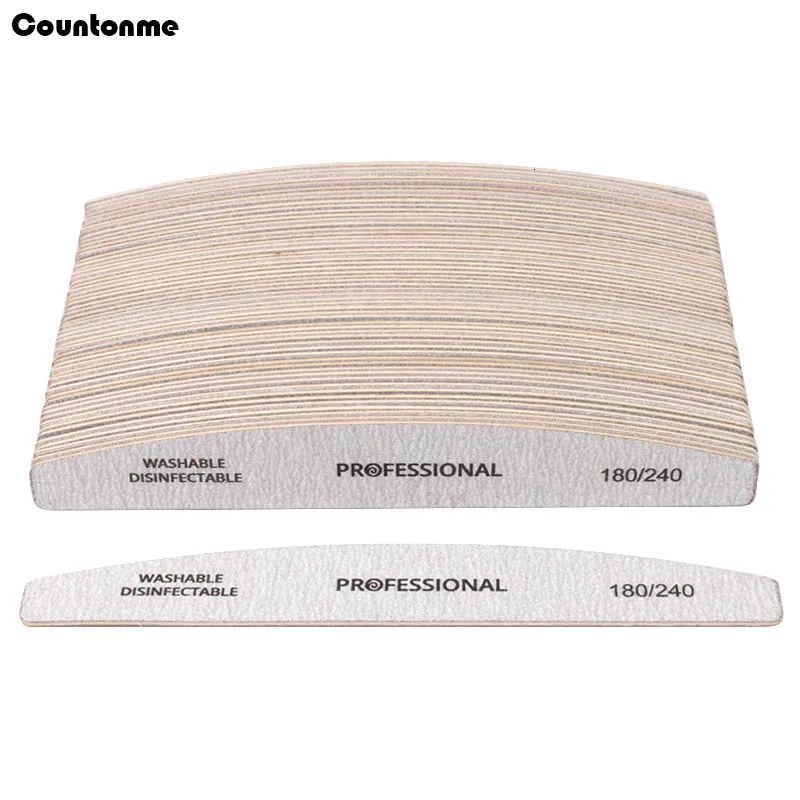 Nail Files Professional Grey Sandpaper For Manicure 100Pcs Wood Art File 180 240 Boat Buffing Sanding Accessories 230803