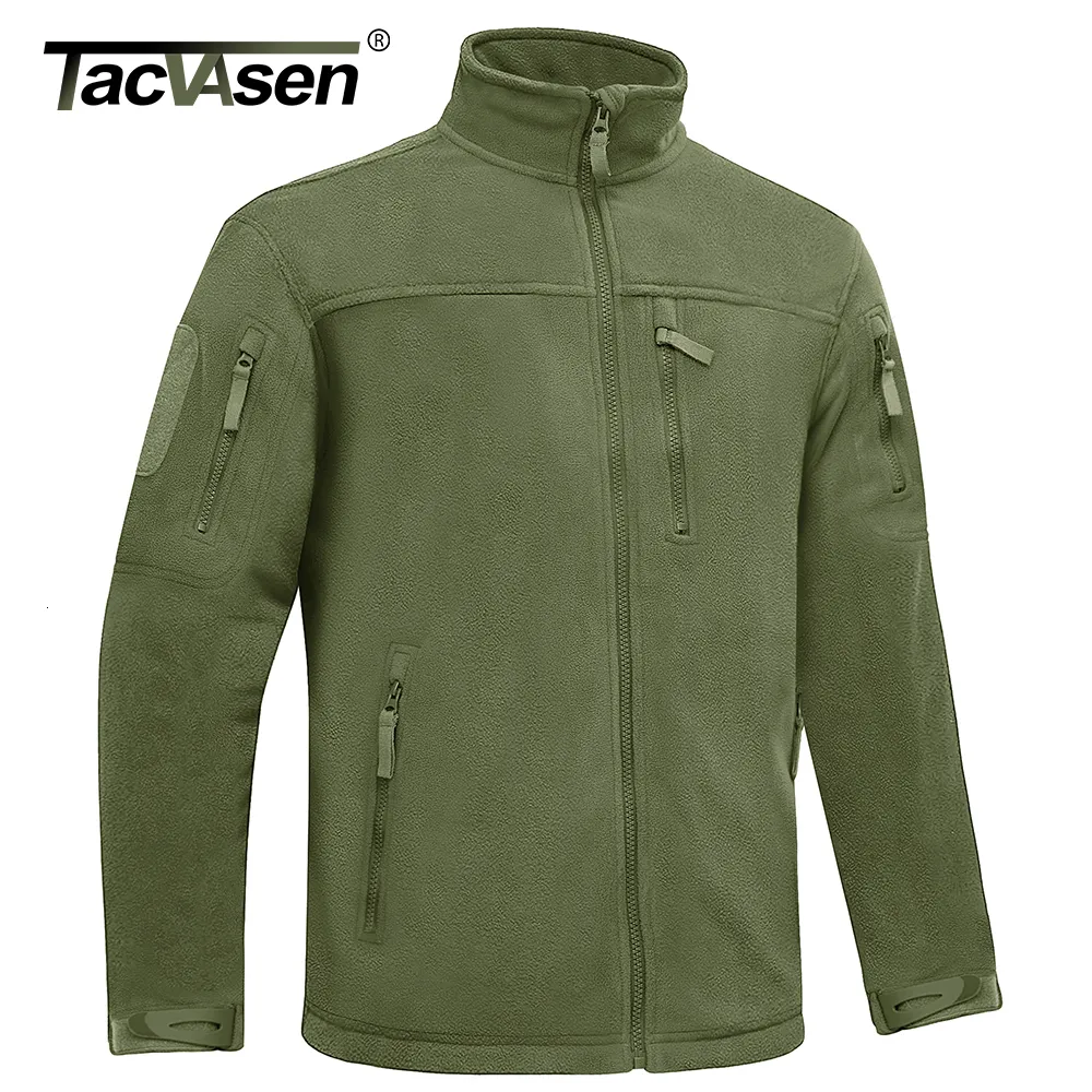 Men's Jackets TACVASEN Winter Tactical Fleece Jacket Mens Zipper Pockets Jacket Thermal Warm Security Full Zip Fishing Work Coats Outwear Tops 230803