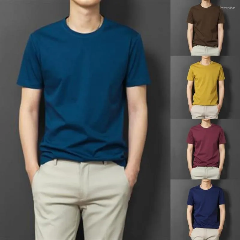 남자 T 셔츠 남자 티셔츠 풀버 탑 Tshirt 단색 느슨한 여름 짧은 소매 데이트 스트리트웨어 착용 셔츠 블라우스