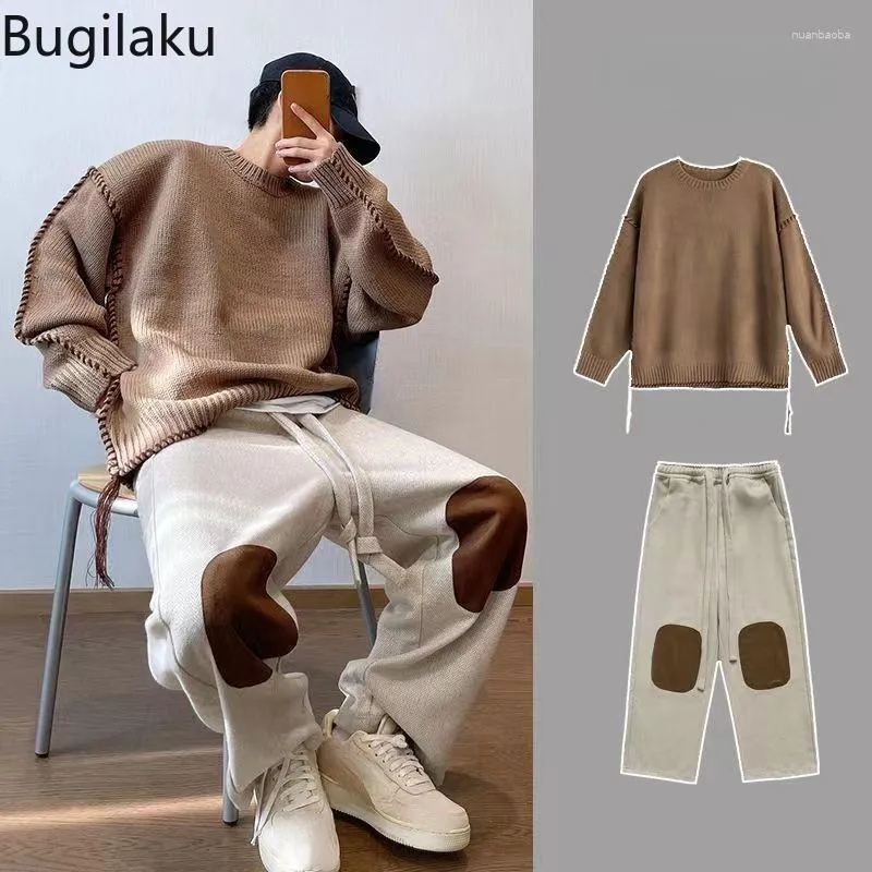 Survêtements pour hommes Bugilaku Chaopai High Street Retro Casual Set For Wear Paired With A Of Beautiful Trendy Patch Pants