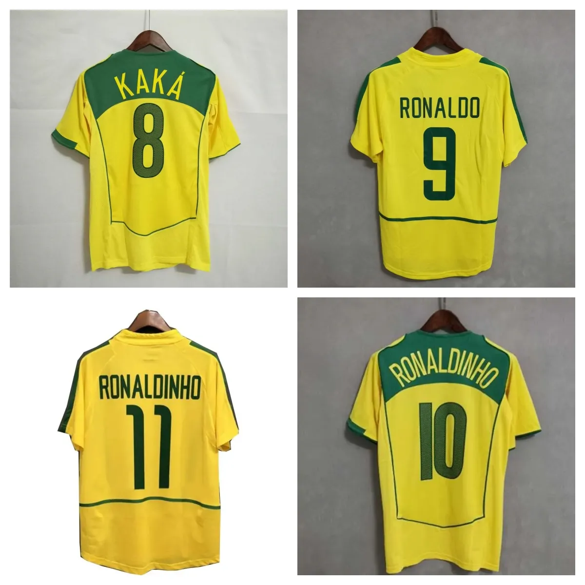 Brasil Retro Soccer Jerseys Ronaldo 1957 85 88 91 93 94 98 00 02 04 06 12 12 Роналдиньо Кака Р. Карлос Камиса де -Футебол Бразилия Футбольная рубашка Rivaldo Джерси Джерси