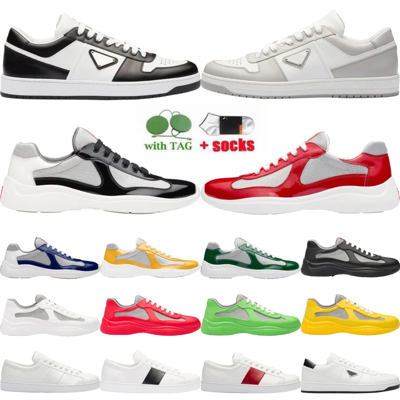 Chaussures de créateurs Hommes Baskets Americas Cup Xl Cuir Downtown Low Top Baskets plates en cuir verni Noir Mesh Chaussures décontractées à lacets Outdoor Runner Trainers Chaussures de sport