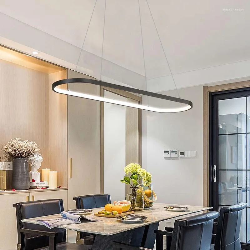 Żyrandole minimalizm nowoczesny design wiszący światło nordycki owalny żyrandol LED do salonu do jadalni sypialnia kuchenna