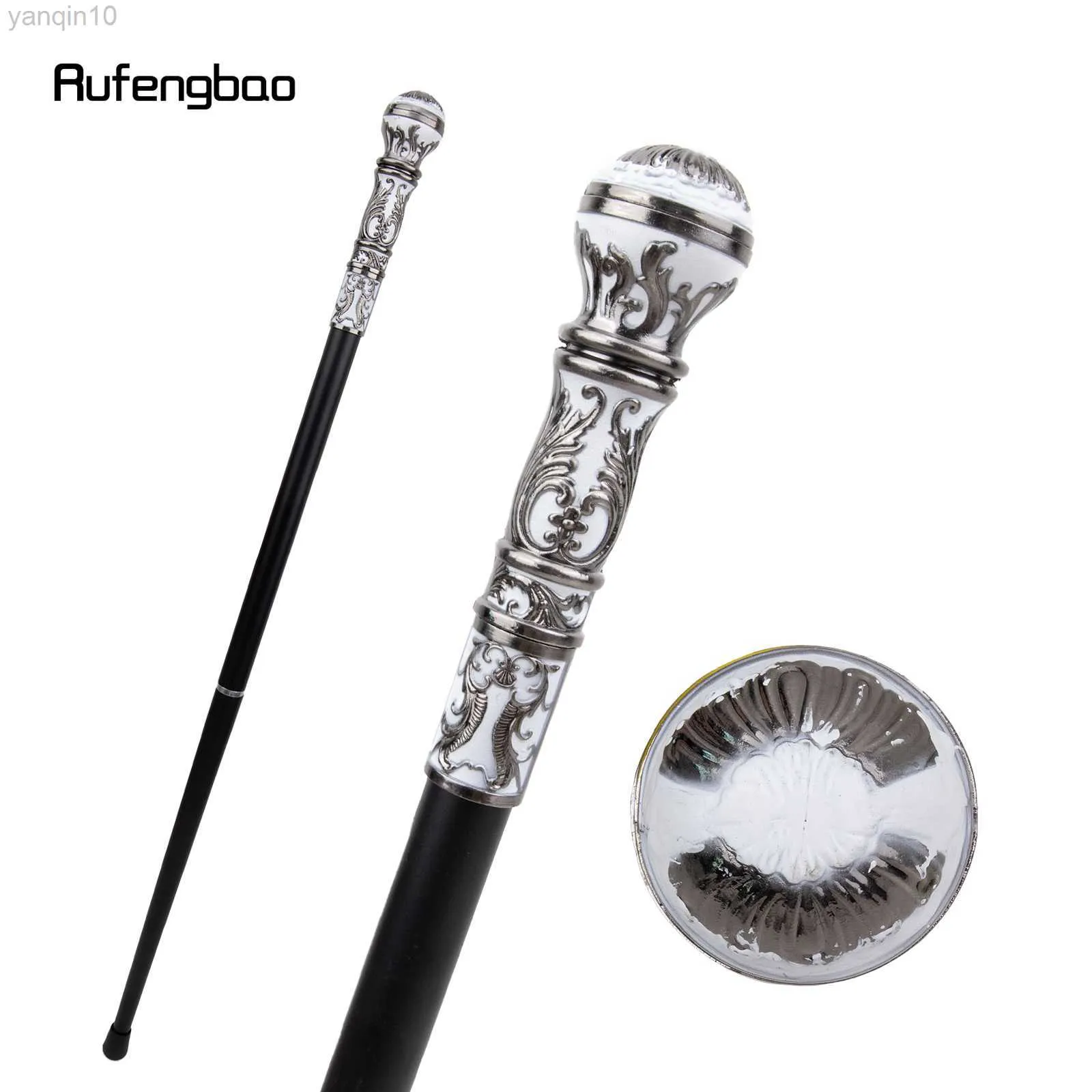 Trekking Poles Silver White Luxury Round Handle Fashion Walking Stick for Party Decorative Walking Cane Elegant Crosier Knob Walking Stick 93cm HKD230804