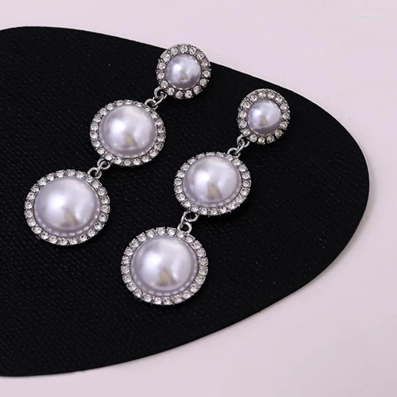 Dingle örhängen 2023 Vintage Pearl Drop Earring för kvinnor Ancient Sliver Color Long Pendant Statement Ear smycken Utsökt gåva