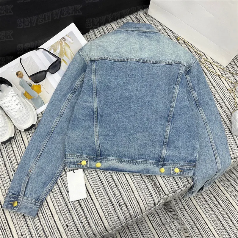 Mode Frauen Denim Mantel Jacke Designer Gold Schnalle Mäntel Streetwear Hiphop Street Style Jacken Oberbekleidung273v