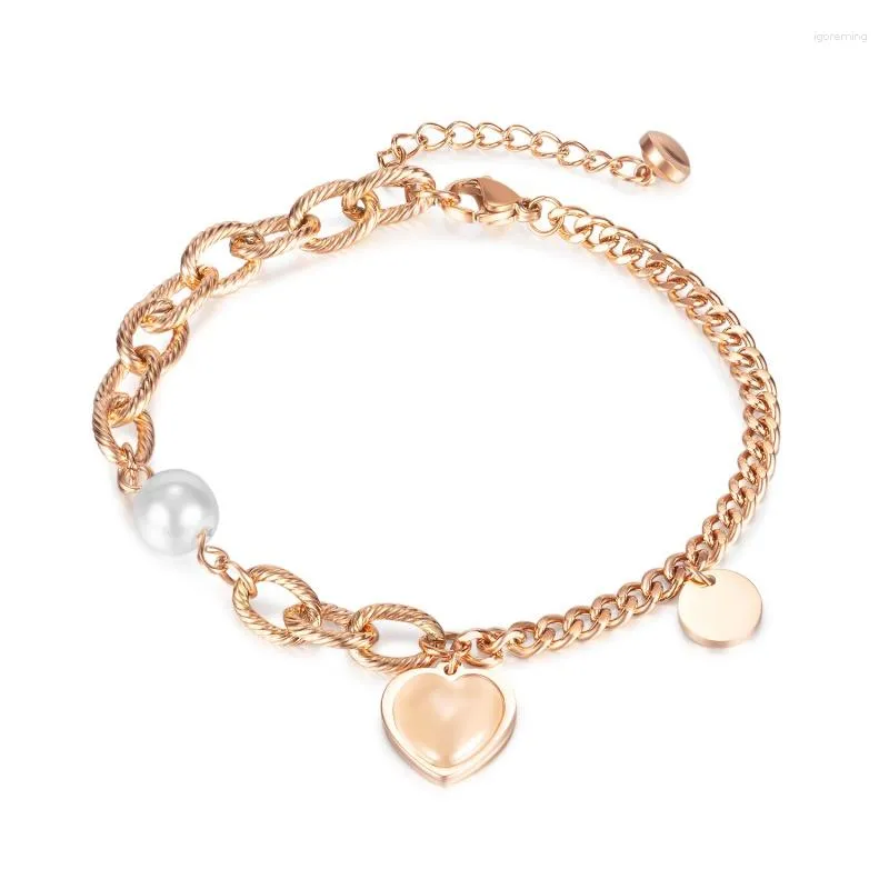 Link Armbänder Special-Interest Design Erschwingliche Luxus Mode Liebe Titan Stahl Armband Weibliche Einfache Nähte Süßwasser Perle