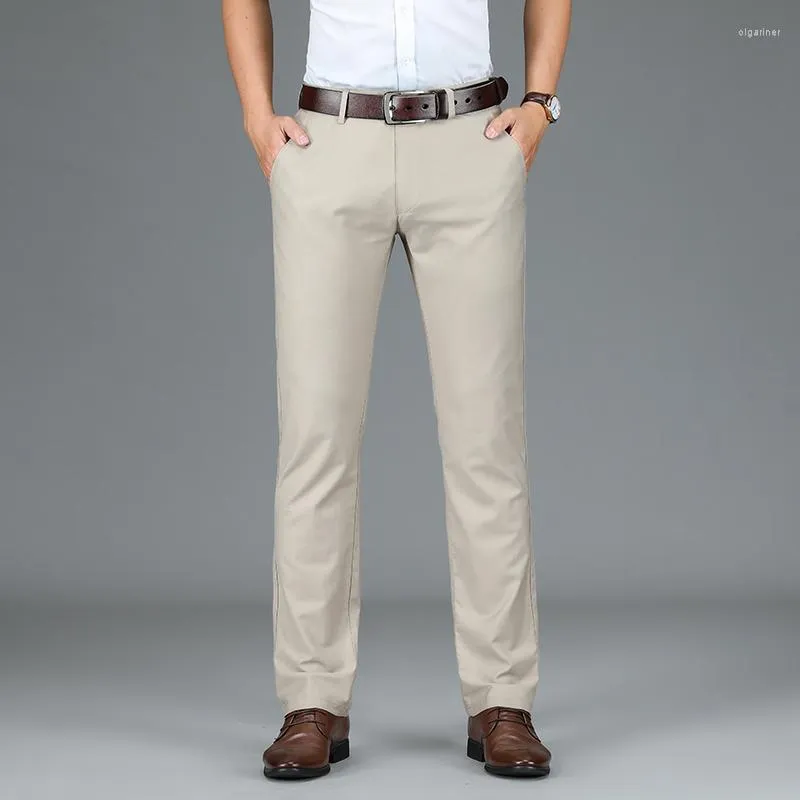 Pantalons pour hommes Style classique été mince Stretch Beige décontracté 2023 mode d'affaires pantalons de haute qualité marque masculine