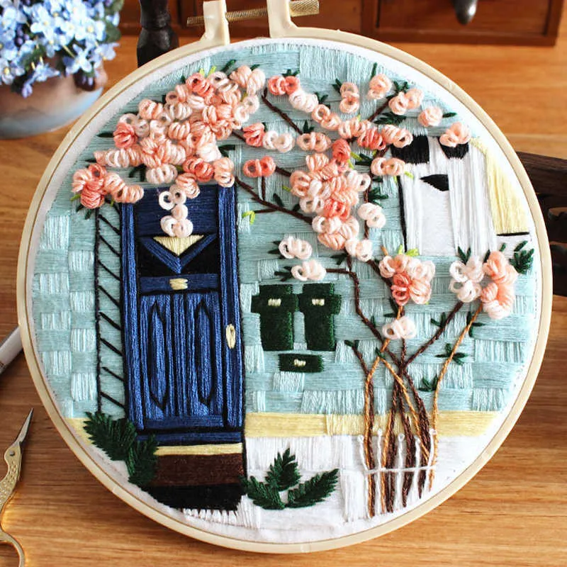 Chinese Style Products DIY Flower Embroidery Material Package Plant Series Handcraft Beginner Embroidery Supplies Wall Painting Home Decor