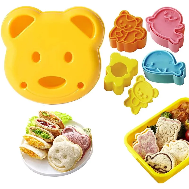 Backformen Sandschneider Mini Cartoon Bär Eichhörnchen Seehund Brot Messer Versiegelung für Kinder Bento Mittagessen Form 230803