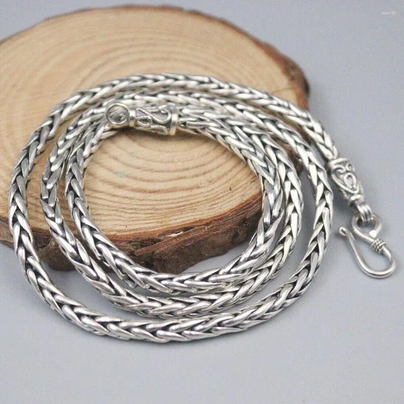 Kedjor Pure 925 Sterling Silver 4mm Wheat Link Chain Necklace 21.6inch L