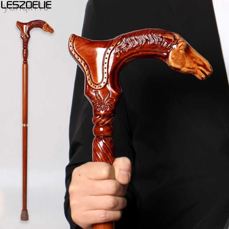 Bâtons de trekking 95 cm Poignée de cheval Hêtre allemand Bâton de marche en bois Hommes Cannes détachables Femmes Bâtons de marche élégants HKD230804