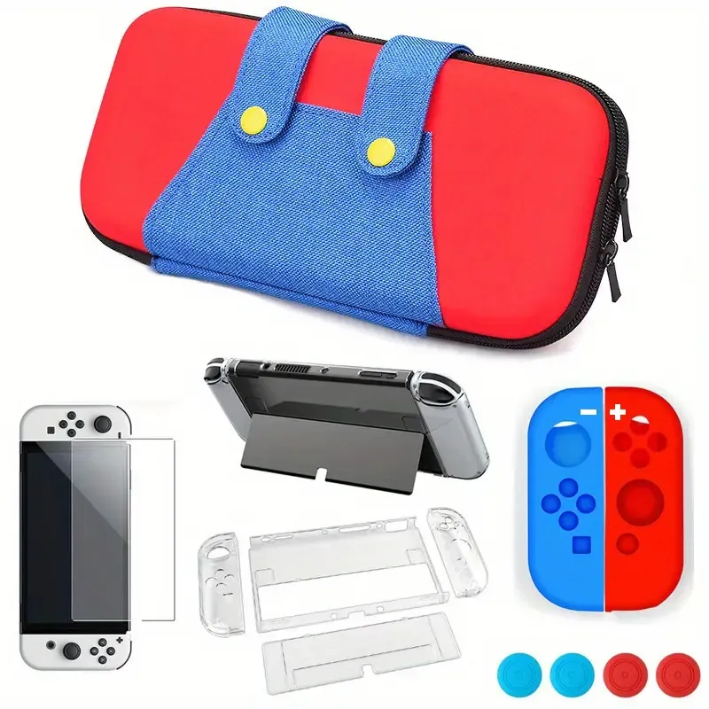 Para Switch Case Compatível com Nintendo Switch/OLED, Estojo de Transporte de Switch Portátil Bonito com 10 Suportes de Jogo, Estojo Protetor Rígido, Alça de Mão, Protetor de Tela