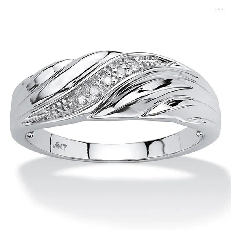 Cluster Ringen Trendy Verzilverd Twist Wave Voor Vrouwen En Mannen Witte CZ Steen Inlay Mode-sieraden Bruiloft Geschenken paar Ring