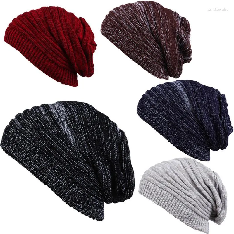 Berets Unisex Woolen Knit Hats Autumn And Winter Men Women Long Stacking Hat Beanies Adult Ladies Warm Pile Ear Cap