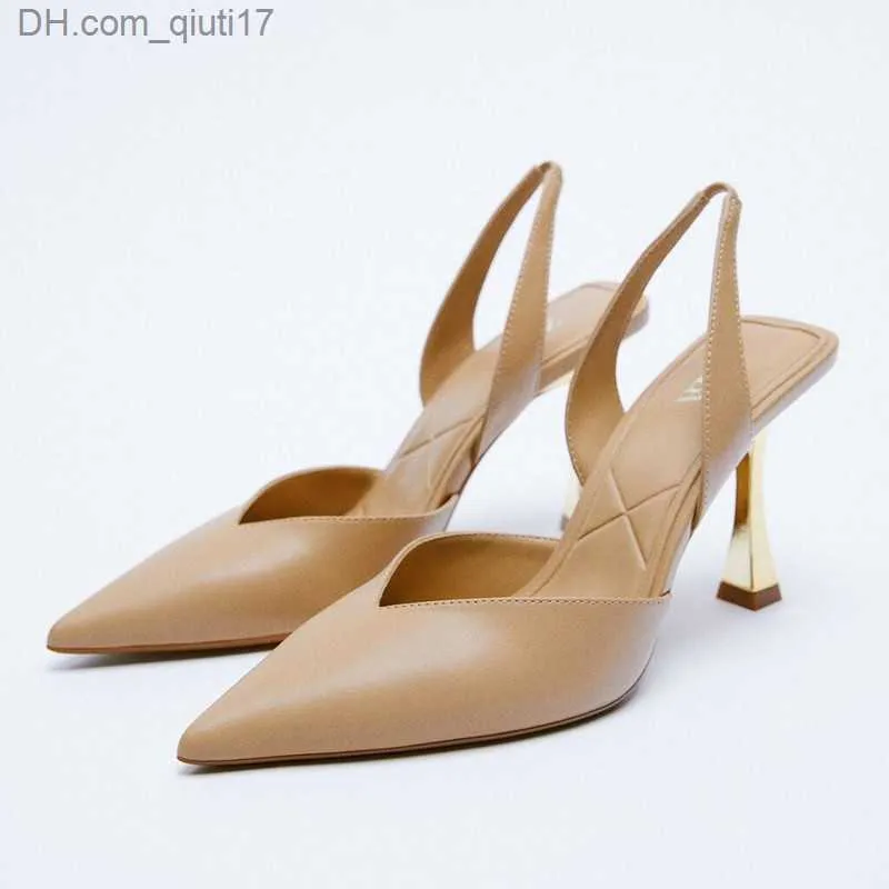 Geklede Schoenen Herfst 2023 Vrouwen Hoge Hakken Sandalen Nieuwe Vrouwen Naakte Puntschoen Pomp Leer Slanke Hoge Hakken Licht Zwart Muilezel Z230804