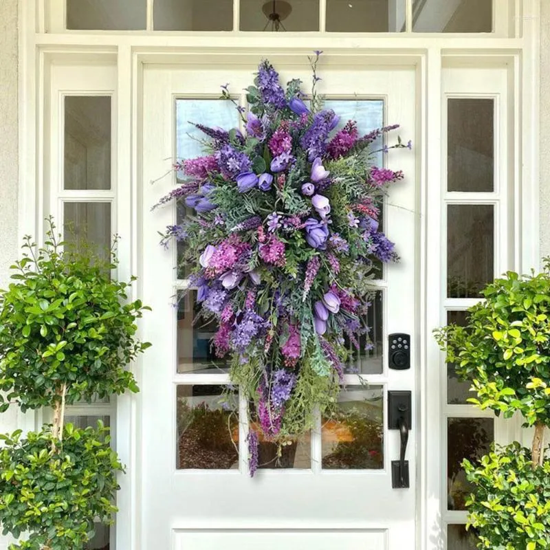 Fiori decorativi Porta Corona Fiore di seta Testa di peonia 40 cm Ghirlanda fatta a mano per l'autunno inverno Esposizione esterna Rosso X3Z5