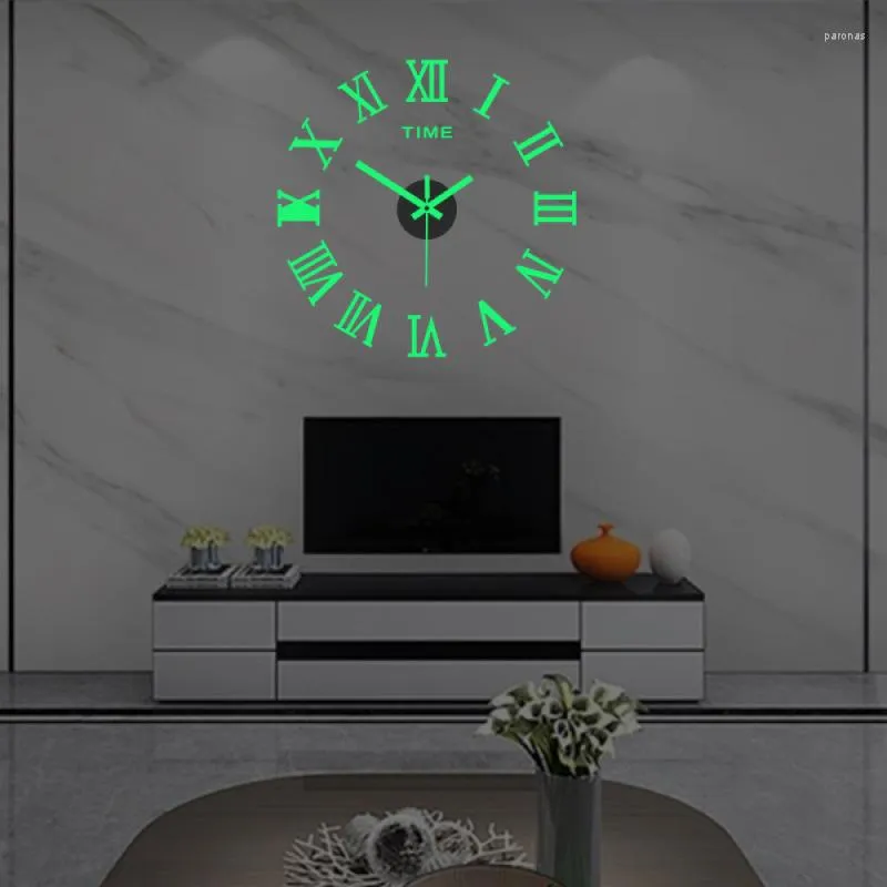 Duvar Saatleri 2023 DIY Saat Aydınlık Basit Stil Ev Dekorasyon Ayna Etkisi Akrilik Kuvars Oturma Odası Ofis Sessiz Yuvarlak