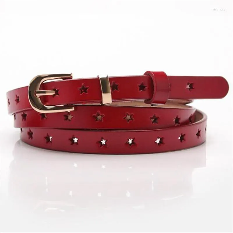 Riemen tailleband gespleten lederen riem vrouwelijke ster holle all-match trui rokbroek decoratieve pure koehide knoop kleine band