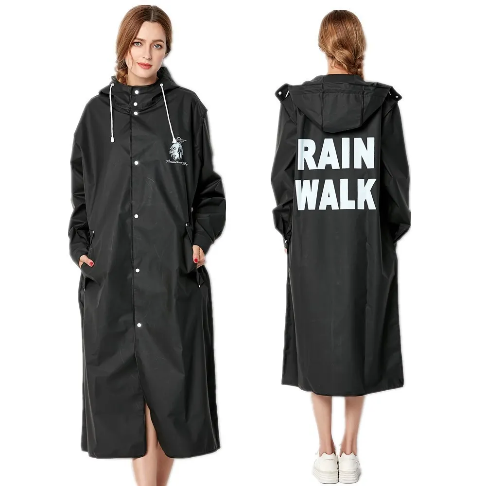 Raincoats Fashion Big Size Men And Women Thin Black Rain Coat Poncho Ladies Waterproof Long Slim Raincoat Adults Rainwear 230803