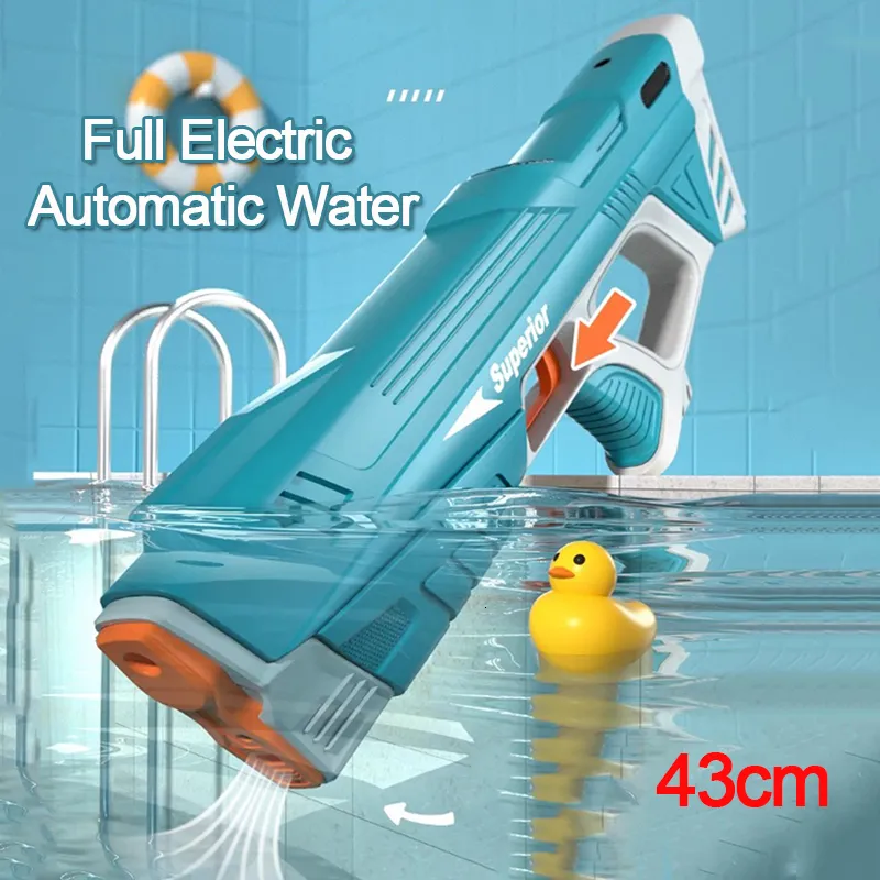 Gun Toys Full Electric Continuous Firing Water Gun Summer Kids Toy Highpressure Water Toys Gun Fully Automatic Water Absorption Toys 230803