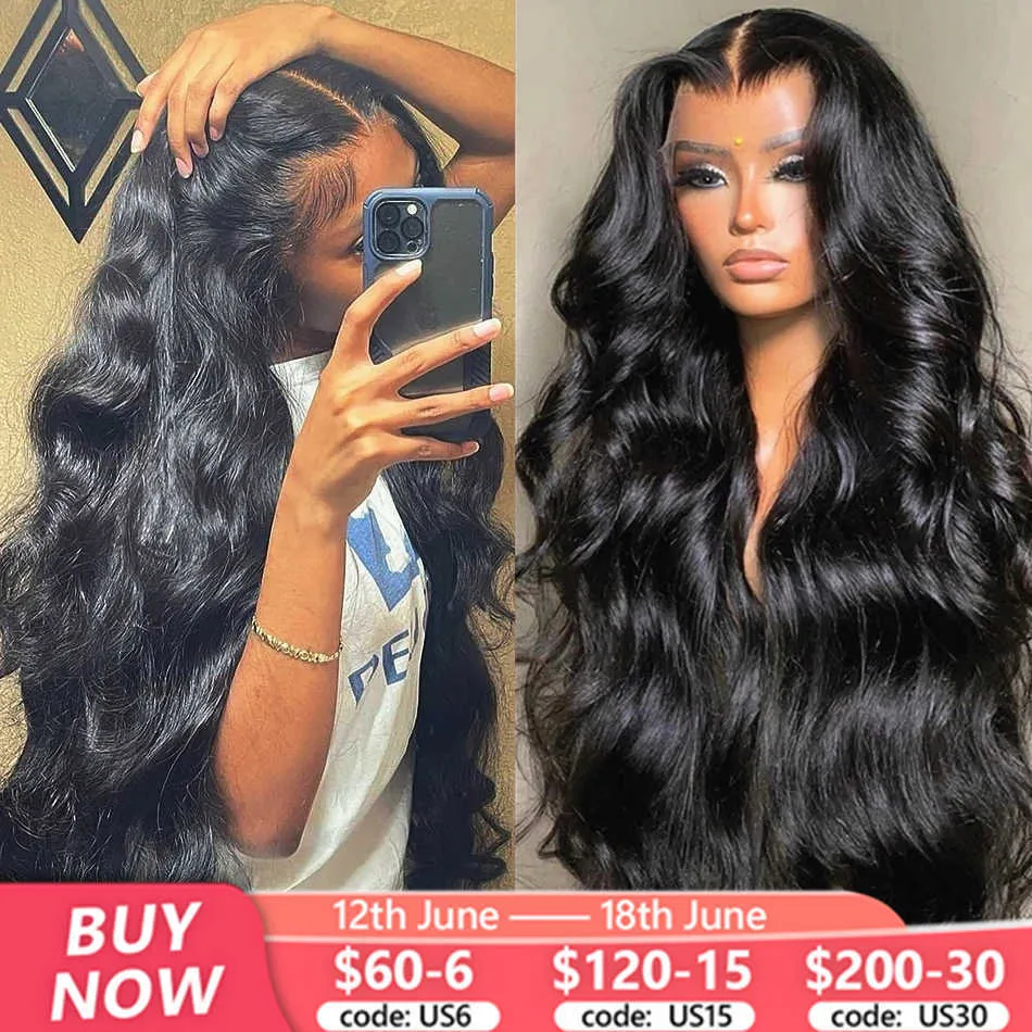 Mänskligt hår CAPLESS PERURS BODY WAVE 360 LACE FRONTAL PERIG HD Transparent 13x6 Spets Front Human Hair Wigs For Women Brasilian Remy Wig On Sale Bling Hair X0802