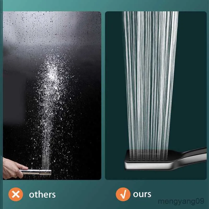 Głowice prysznicowe w łazience Oszczędzanie wody z prysznicem z węża Matowa Czarna masaż deszczu Opady prysznicowe akcesoria łazienkowe R230804